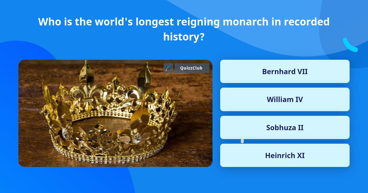 Who is the world's longest reigning... | Trivia Answers | QuizzClub