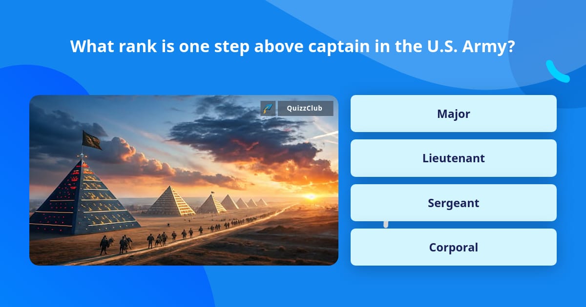 Trivia Captain What rank is one step above captain... | Trivia Questions | QuizzClub