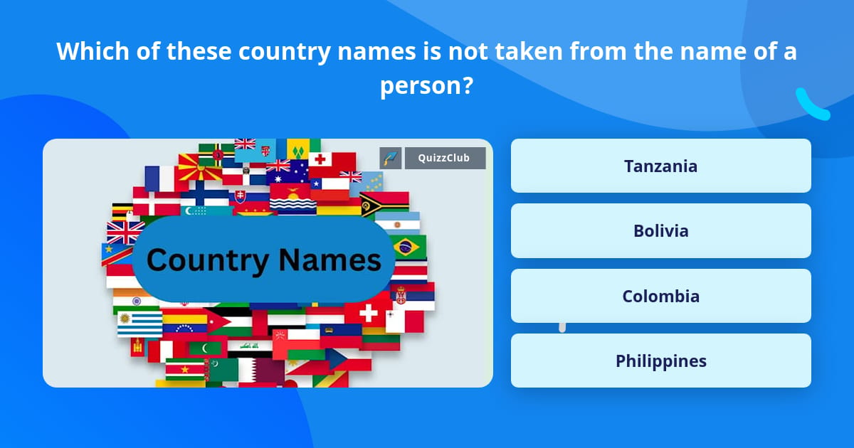 Which of these country names is not... | Trivia Questions | QuizzClub