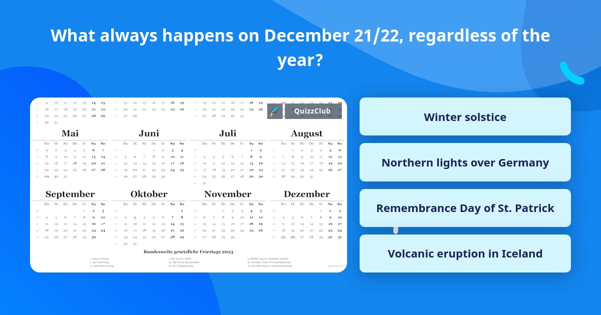 What always happens on December... | Trivia Questions | QuizzClub