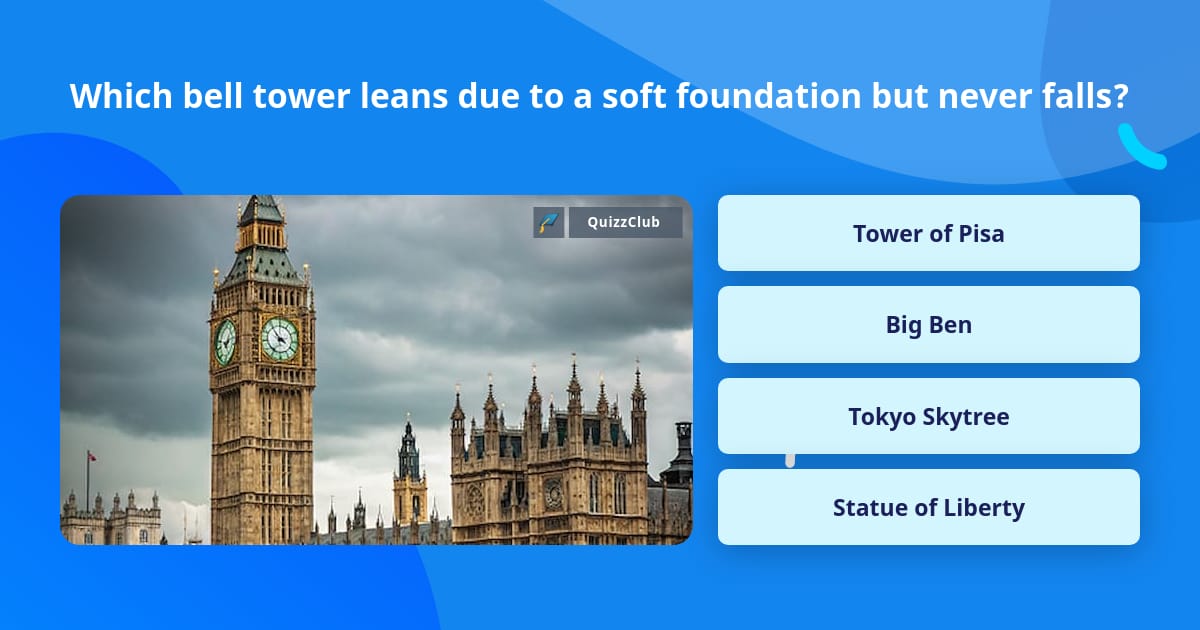 Which bell tower leans due to a soft... | Trivia Questions | QuizzClub