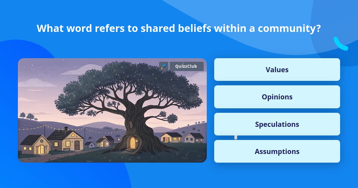 What word refers to shared beliefs... | Trivia Questions | QuizzClub