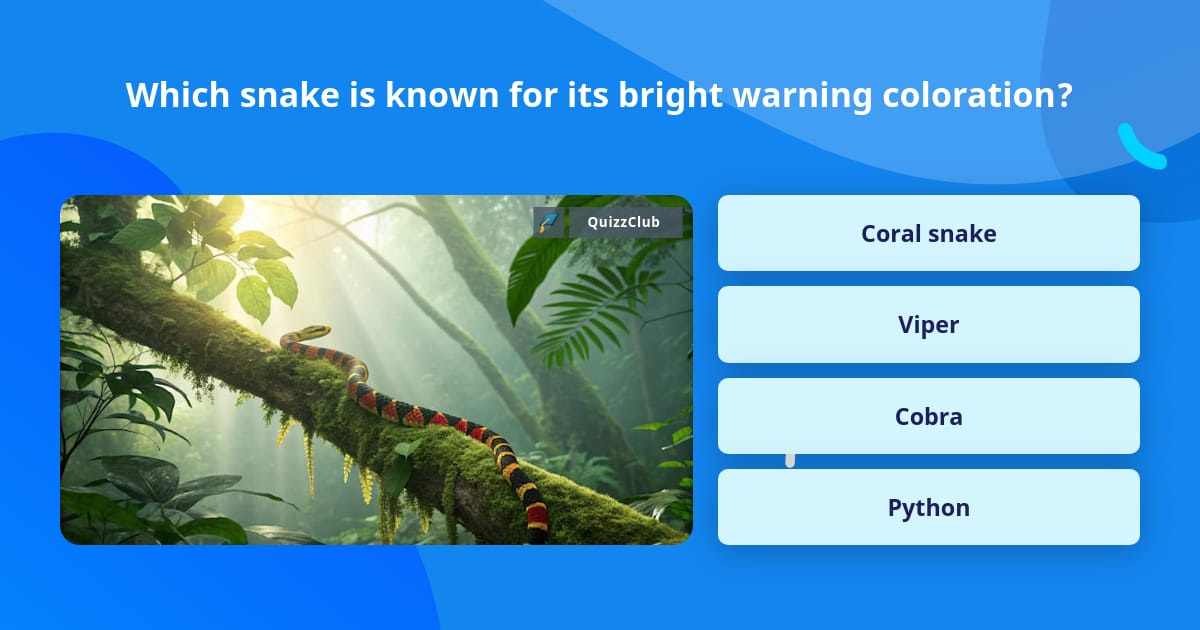 Which snake is known for its bright... | Trivia Answers | QuizzClub