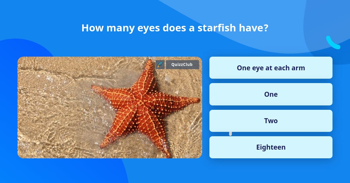 Question Starfish How many eyes does a starfish have? | Trivia Questions | QuizzClub