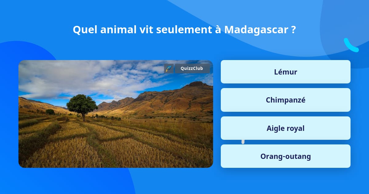 Quel animal vit seulement à Madagascar ? Réponses au questionnaire Quel animal vit seulement à Madagascar ? Réponses au questionnaire
