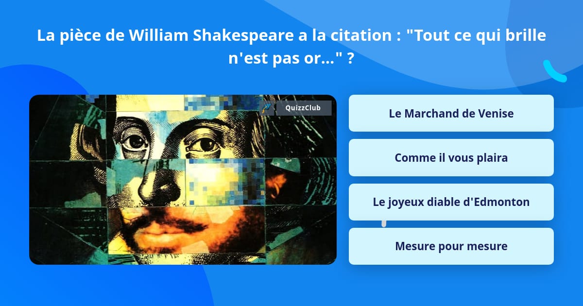 La Piece De William Shakespeare A La Questions Quizzclub