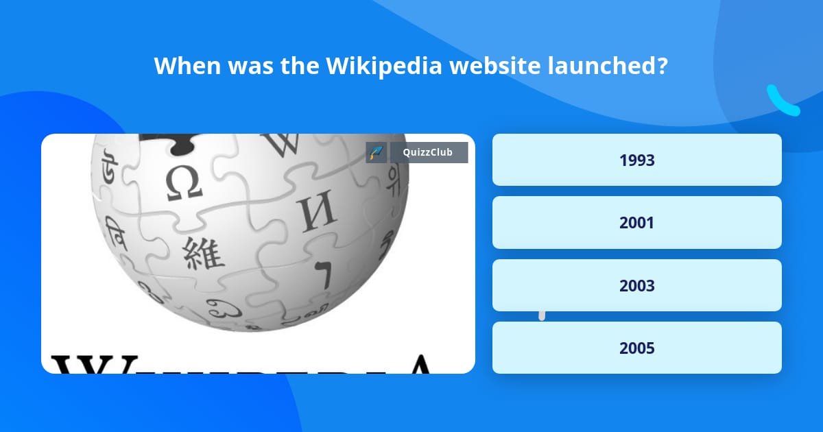 When was the Wikipedia website launched? | Trivia Questions