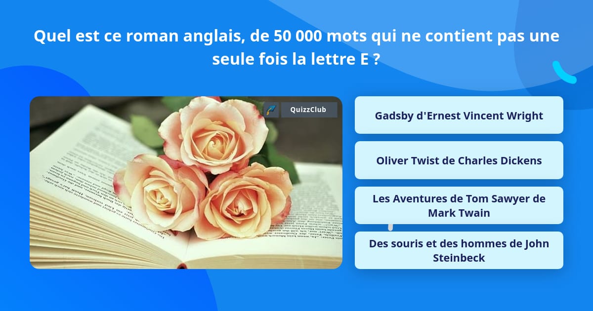 Quel est ce roman anglais, de 50 000  Réponses au questionnaire