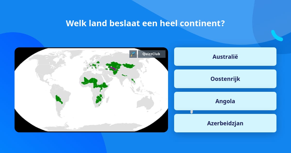 Welk land beslaat een heel continent? Trivia Vragen