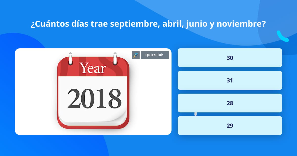 ¿Cuántos días trae septiembre,... Las Preguntas Trivia