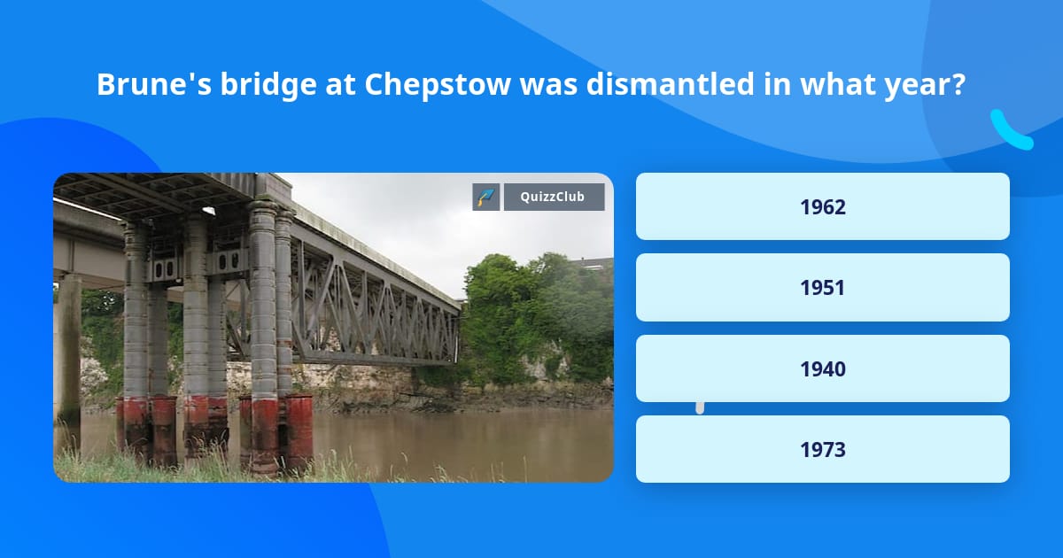 Brune's bridge at Chepstow was... | Trivia Questions | QuizzClub