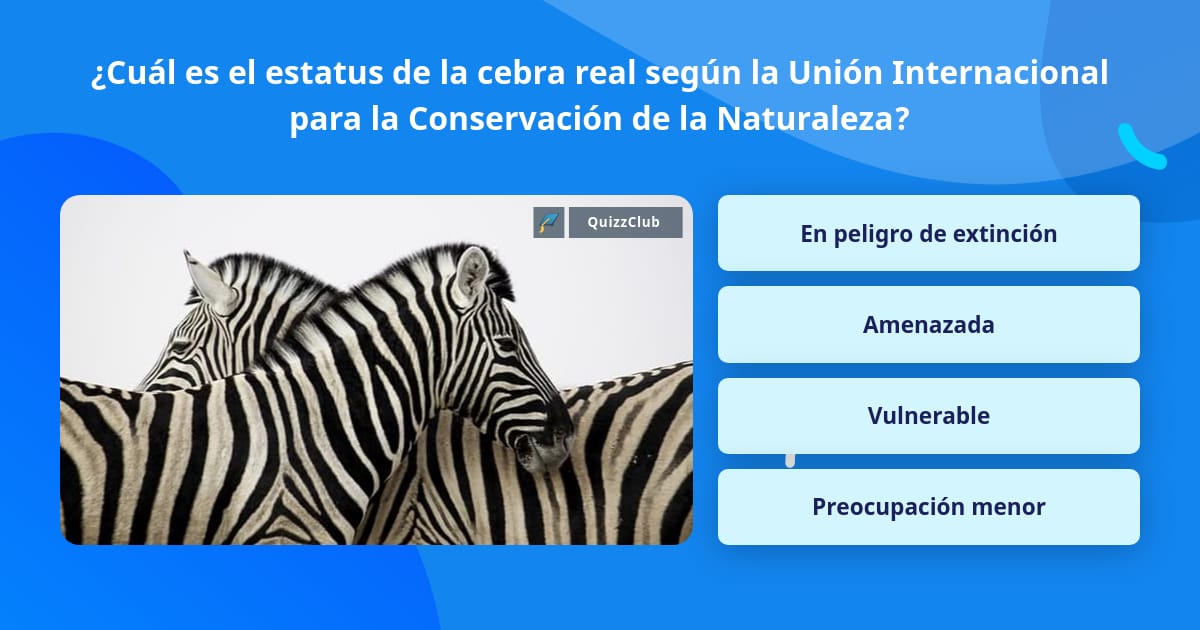 ¿Cuál es el estatus de la cebra real... | Las Preguntas Trivia