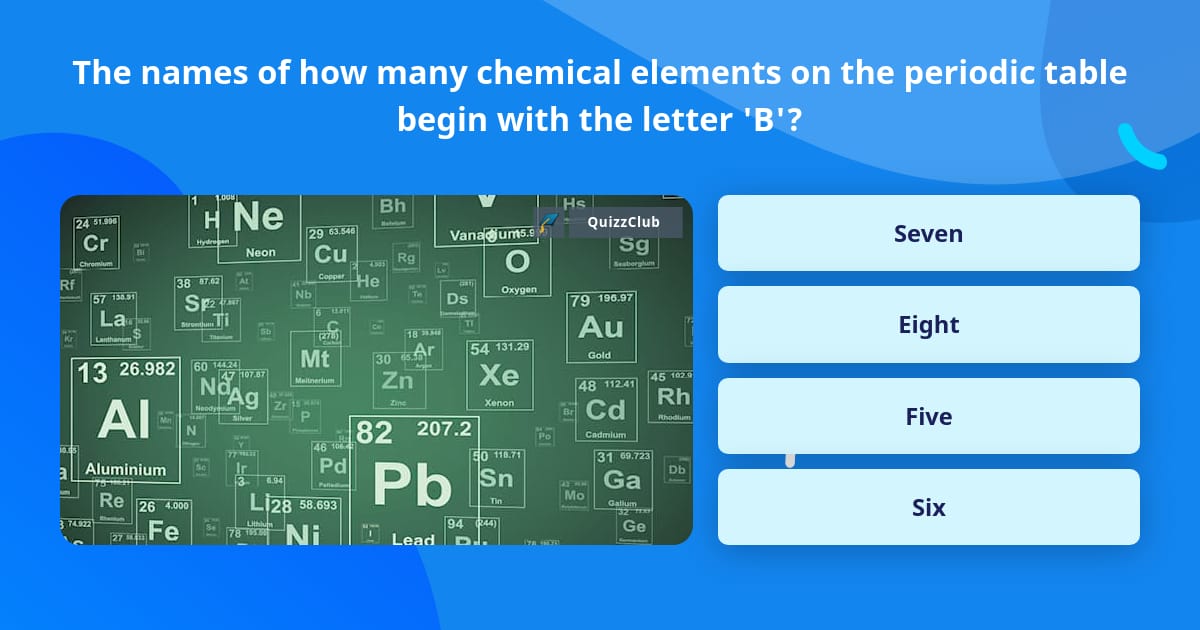 The names of how many chemical... | Trivia Questions | QuizzClub