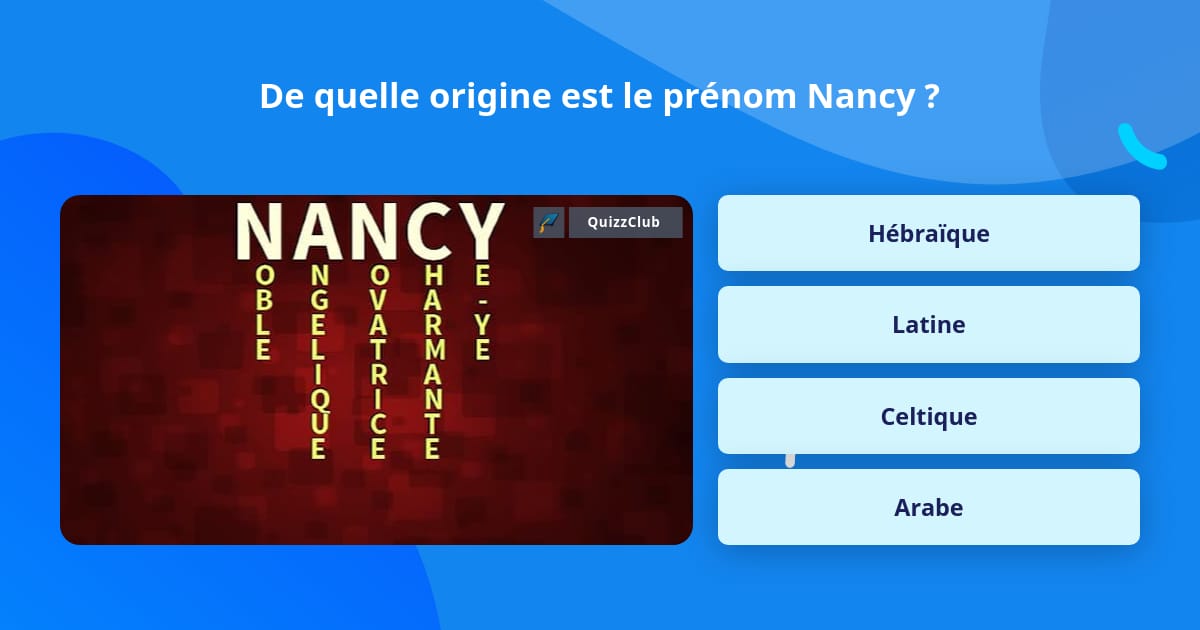 De quelle origine est le pr nom Nancy R ponses au questionnaire