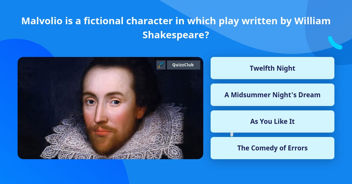 Malvolio is a fictional character in... | Trivia Questions | QuizzClub