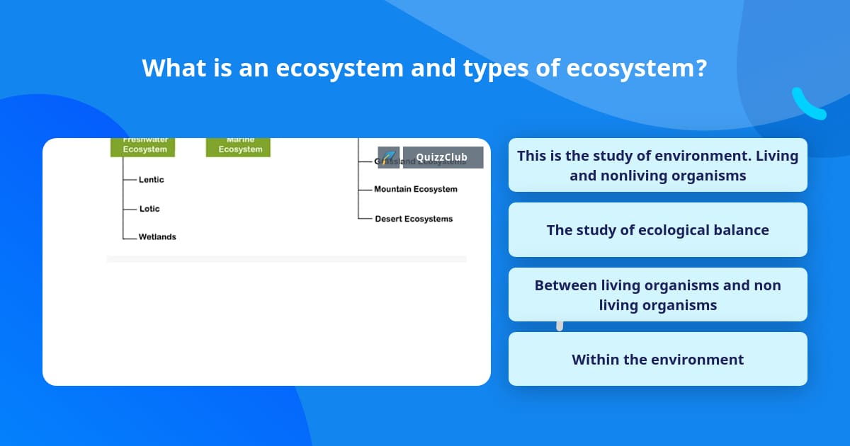 What is an ecosystem and types of... | Trivia Questions | QuizzClub