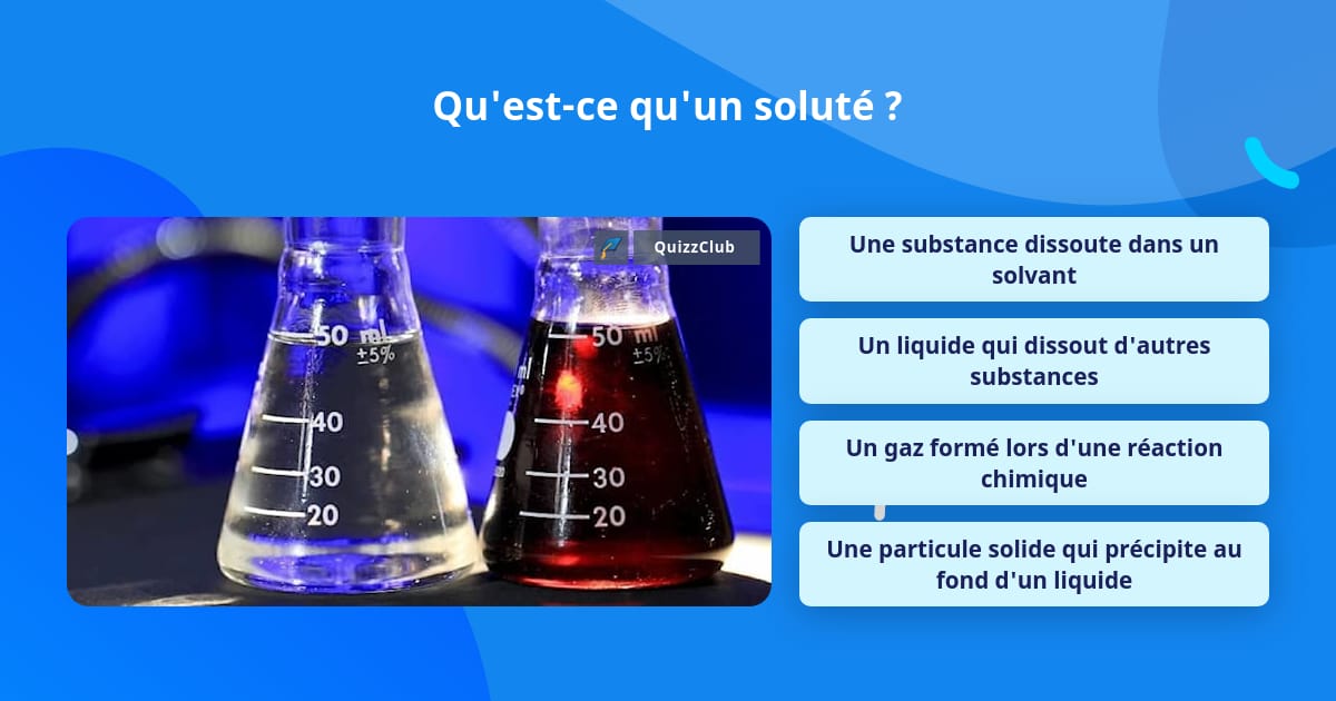 Qu'est-ce qu'un soluté ? | Questions | QuizzClub